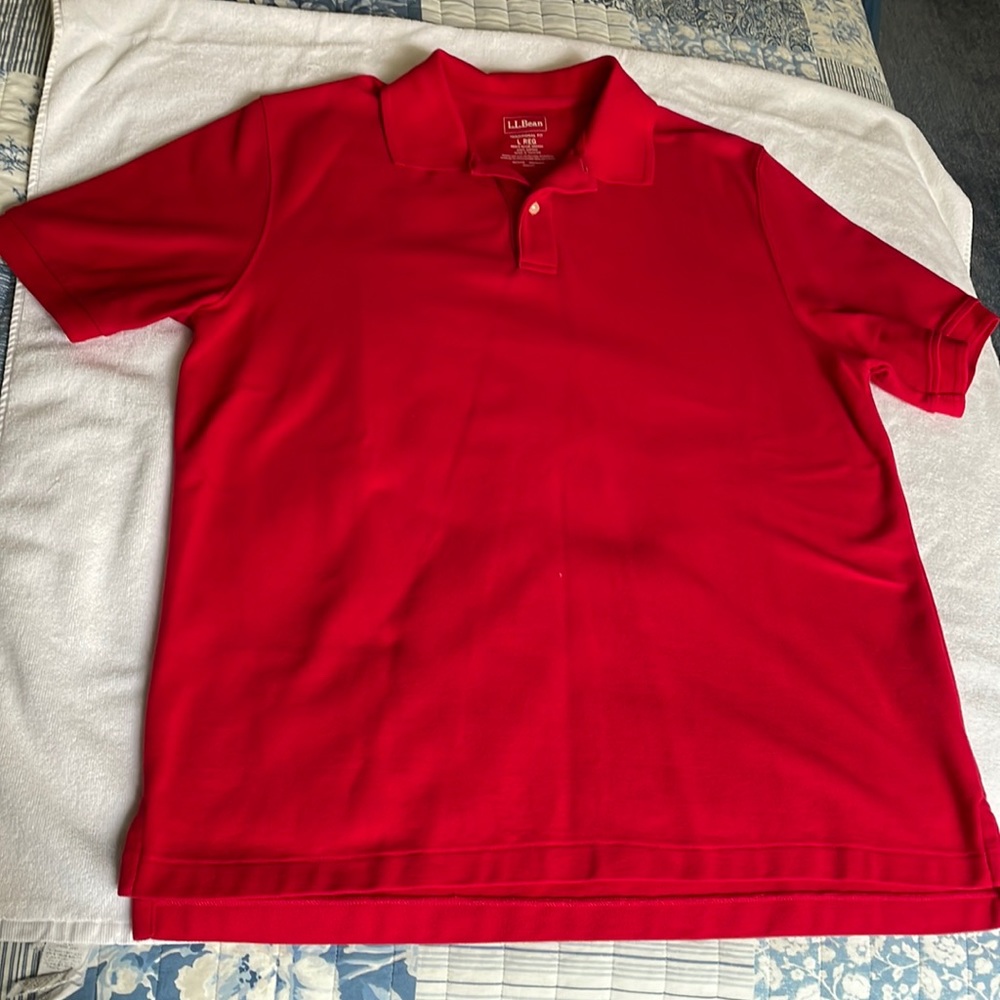 L.L.Bean - Size Large - nautical red polo